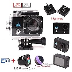 See Sports Action Camera 2 Inch Sport Video 4K WIFI Cam 16 MP Underwater Camcorder HD 1080P Wrist RF Remote Control and 2 Batteries+Screen Cleaner Details