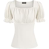 Scarlet Darkness Peasant Tops for Women Vintage Puff Sleeve Square Neck Renaissance Shirt