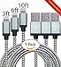 GreatYakonn 3 Pack 3ft 6ft 10ft Nylon Braided Popular Lightning Cable 8Pin to USB Charging Cable Cord with Aluminum Heads for iPhone 6/6s/6 Plus/6s Plus/5/5c/5s/SE,iPad iPod Nano iPod Touch(Gray)