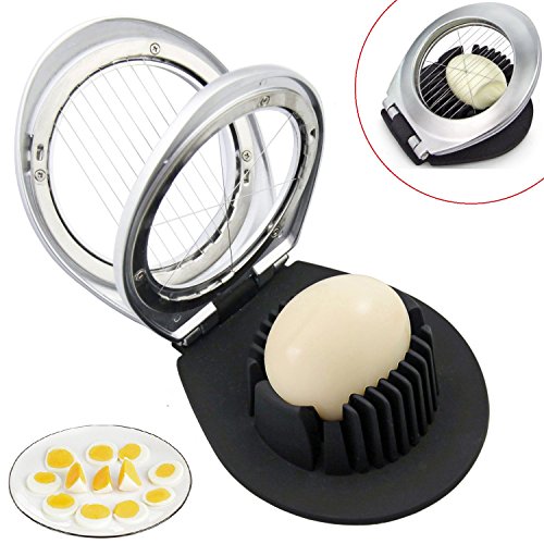 Heavy Duty Egg Slicer Egg Cutter Boiled Stainless Steel Wire with 3 Slicing styles Silver