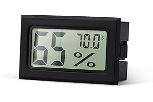 Atogou Mini Hygrometer Indoor Humidity Meter, Digital Humidity Gauge Indoor Thermometer (℉) for Home, Office, Reptile, Car, Greenhouse, Lab, Terrarium, Cellar, Humidors A02 Black