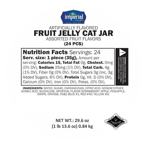 FRUIT JELLY CANDY 24 PIECES – ASSORTED SNACK FRUIT FLAVORS (STRAWBERRY, GREEN APPLE, PINEAPPLE, ORANGE, GRAPE) | TRENDING TIK TOK HIT OR MISS CHALLENGE | TREATS FOR KIDS & ADULTS | PERFECT FOR PARTIES & GIFTS, KOSHER | IMPERIAL DELIGHTS (PINK CAT)