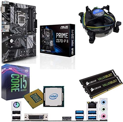 Components4All Intel Coffee Lake Core i5 9600K 3.7GHz (4.6GHz Turbo) CPU, ASUS Prime Z370-P II Motherboard & 8GB 2400MHz Corsair DDR4 RAM Pre-Built Bundle