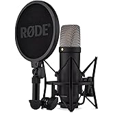 Rode NT1 5th Generation Condenser Microphone with SM6 Shockmount and Pop Filter - Black