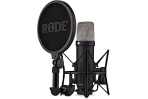RODE RØDE NT1 5th Generation Large-diaphragm Studio Condenser Microphone with XLR and USB Outputs, Shock Mount and Pop Filter for Music Production, Vocal Recording and Podcasting (Black)