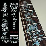 Fretboard Markers Inlay Sticker Decals for Guitar - Oriental Flowers-Mix