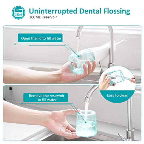 [2019] Water Pick Teeth Cleaner, ELLESYE 300ML Water Flossers for Teeth, 3 Modes IPX7 Waterproof USB Cordless Rechargable Oral Irrigator with 4 Jet Tips for Travel, Home & Shower - Thumbnail 2