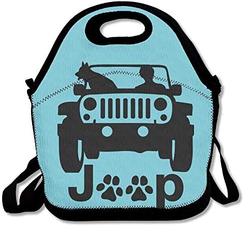 crysss Dog Jeep Washed Lunch Bag Reusable Lunch Tote Lunch Box Handbag For Womens Mens Kids