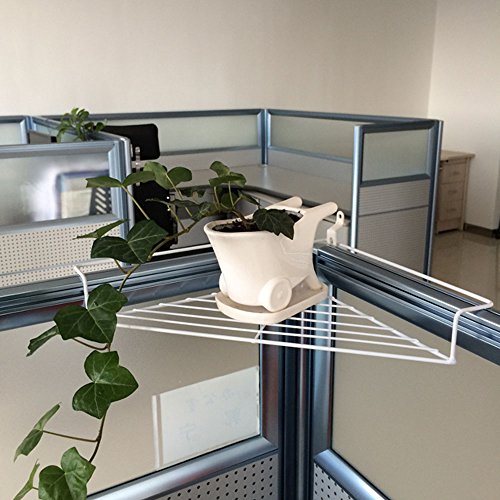 White Metal Hanging Office Cubicle Caps Corner Rack Shelf Display Iron Wire Walls Shelves Outdoor Corner Plant Caddy Patio Deck Flower Pots Space Saving Office Cubicle Sundries Storage Rack