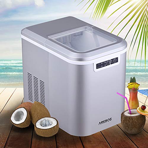 Arebos Eiswürfelmaschine | Ice Cube Maker | 12 kg / 24 h | 10-15 Minuten Produktionszeit | 2 Eiswürfel-Größen | 2,2… – Bild 3