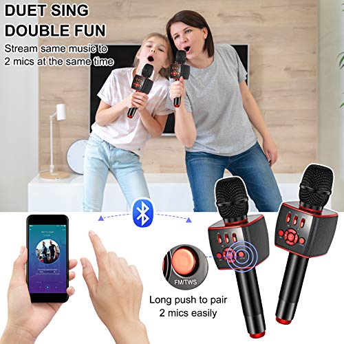 BONAOK Bluetooth Wireless Karaoke Microphone,Portable Karaoke Machine