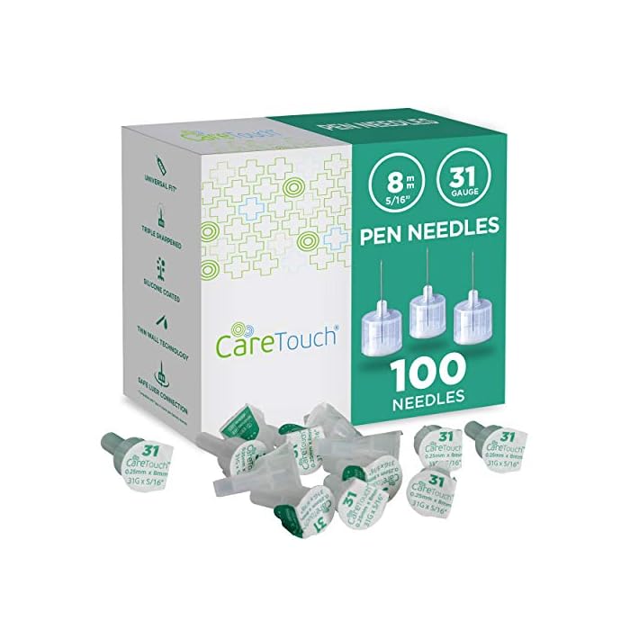 Care Touch Pen Needles 31 Gauge, 5/16 inches, 8mm (Pack of 100)