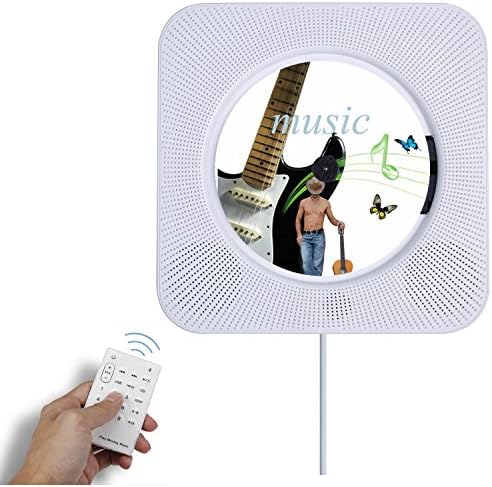 CD Player, wall mountable wireless CD music player ，Retro pull switch with Remote HiFi Speakers USB Drive Player and Aux In &amp; Headphone Jack （white）