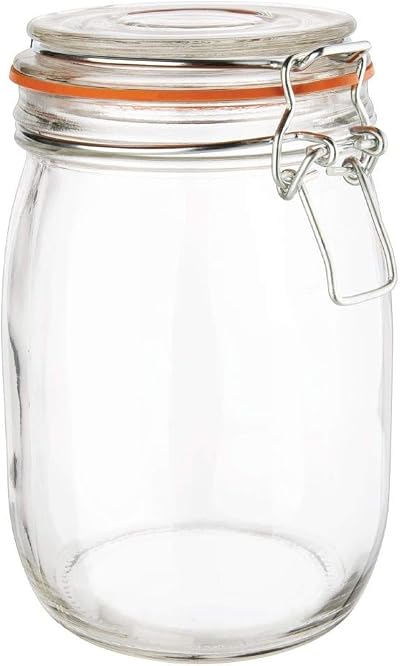 Vogue Preserve Jar 1000ml Clip Top Airtight Storage for Canning & More