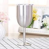 Stainless Steel Wine Glasses, 1 Pcs 10oz 400ml Vacuum 304 Stainless Steel Cocktail Glass Wine Goblet Glass Great for Daily, Camping & Picnics Silver