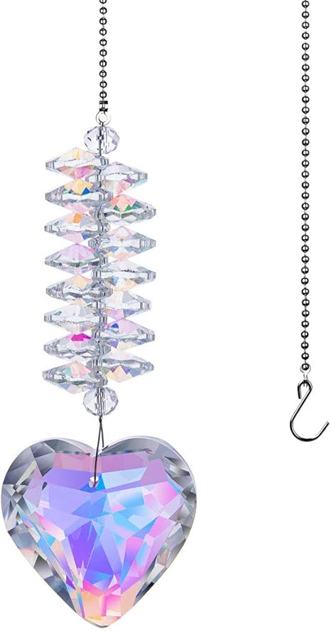 Amazon Com H D 50mm Rainbow Heart Crystal Faceted Prism Suncatcher Hanging Pendant Decor For Car Mirror Window Garden Door Ab Color Home Kitchen