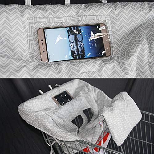 2-in-1 Shopping Cart Cover Mat and High Chair Cover for Baby,Foldable As Bag/Yinuoday Universal Grocery Trolley Cover Cushion Mat with Phone Holder Pocket & Storage Pocket