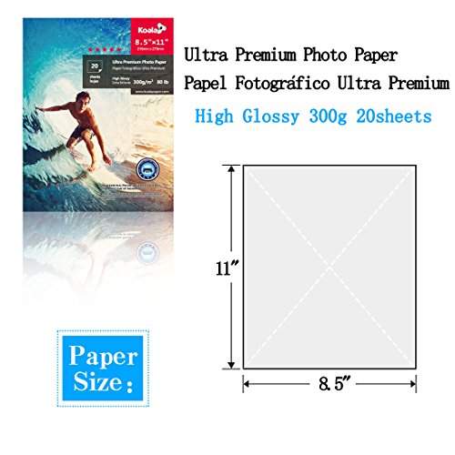 KOALA High Glossy Photo Paper Used for Photostudio and Photograph Fan, 8.5x11 inch Letter Size 20 Sheets, for All Inkjet Printer