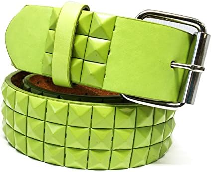 Faddism Unisex Pyramid Studded Leather Belt Grass - Baby Green L
