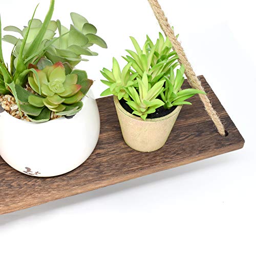 Boho Wall Hanging Shelf Wood Hanging Shelves for Wall Farmhouse Rope Shelves for Bedroom