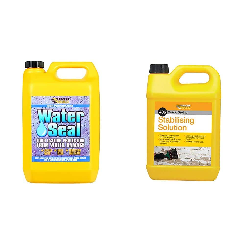 Everbuild 402 High Performance Water sealant, Repair and Long Lasting Protection from Water Damage - 5 Litre & EverBuild 406 Stabilising Solution 5 Litre