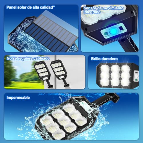 FURRIFIC Luces Solares para Exterior, 2 Paquetes 279 LED 1000 Lúmenes Lámpara Solar con Sensor de Movimiento, Impermeable IP65 de Iluminación Segura para Jardín, Patio, Terraza, Hogar