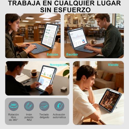 WIWU iPad 11 Generation Case Keyboard Air 11 Inch M4/M3/M2 Detachable | Magnetic 360° Backlit Keys Trackpad Pencil Holder Gray Color for iPad 10, Air 5/4 Pro 11" 4/3/2/1