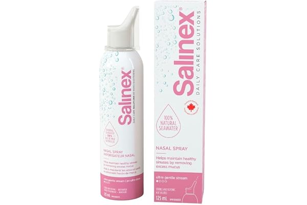 Salinex Ultra Gentle Stream Nasal Spray, 100% Natural Seawater, Daily Nasal Care, Sterile, Preservative-Free, Non-Medicated,
