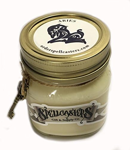 ARIES Astrological Zodiac Candle All Natural Soy Wax Mason Jar 8oz White