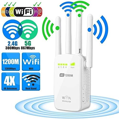 300Mbps/1200Mbps Dual-Band 2.4 / 5G 4-Antenna WiFi Range Extender WiFi Repeater Router