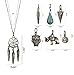 LUX ACCESSORIES Dreamcatcher Owl Elephant Spear Arrow Head Boho Tribal Leaf Crystal Floral Interchangeable Charm Pendant Necklace (7 Charms)