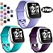 Wepro Bands Compatible with Fitbit Versa/Fitbit Versa 2/Fitbit Versa Lite SE SmartWatch for Women Men, Sports Replacement Wristband Strap for Fitbit Versa Watch, Large, 3 Pack, Periwinkle, Teal, Plum