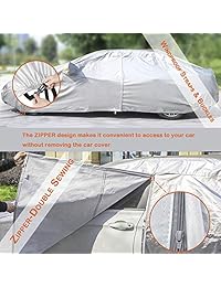 CARBABA Cubierta de coche, impermeable, resistente al viento, resistente a los arañazos, protección de la luz solar más gruesa, con cremallera puerta tira reflectante para Sedan Wagon, de 177" a 191")