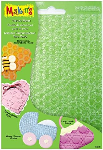 Makin's Clay Texture Sheets, 7-Inch by 5-1/2-Inch, Honeycomb/Eyelet/Weave/Lace, 4 Per Package