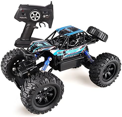 Wisleo Remote Control Car W838, 1/16 Scale 2.4Ghz 4WD All Terrain High Speed Vehicle Waterproof Off Road Monster Truck RC Cars, Best Gift for Kids (Blue)