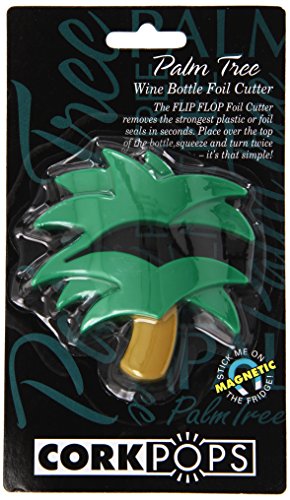 Cork Pops Wine bottle Foil Cutter, Green and Yellow Palm Tree Design