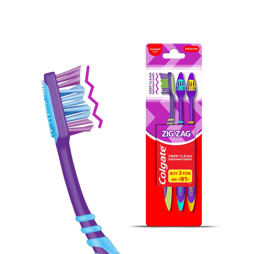 Colgate ZigZag Toothbrush - Medium 3pc - Made In India