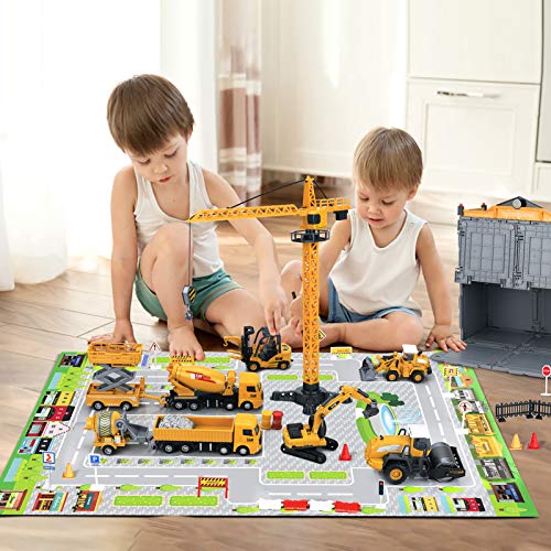 Construction Truck Toys with Crane for 2 4 5 6 Years Old Boys, 81pcs