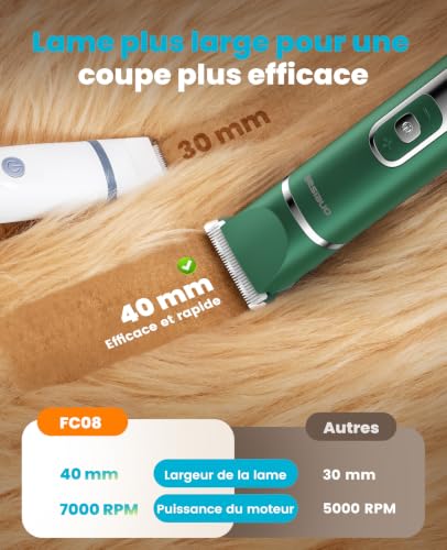 oneisall 4 in 1 Professional Dog Clipper, Silent Dog Clipper <49db, Cordless Dog Paws Clipper Paws Body Eyes Ears Face (Silver) (Green)