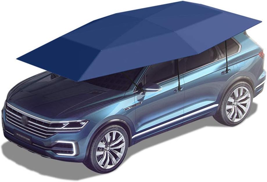 LLF Portable Car Tent Umbrella,Semi-automatic Hot Summer Car Cover,Sun Shade Anti-UV,Movable Carport Folded Automobile Protection Canopy Sunproof Waterproof,Snow Proof Wind Proof,Shelters (Manual)