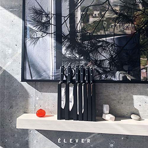 Elever Knife Set - Kitchen Knife Set with Block, 13 Kitchen Knives with Knife Sharpener, Chef Knife, Kitchen Scissors, Steak Knives. Modern Knives Kitchen Set, House Kitchen Decor, Cutlery Set Gift