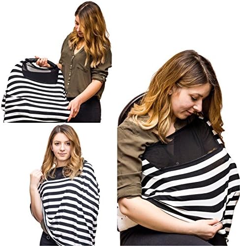 Nursing Cover Up For Breastfeeding | Multi Use Scarf Universal Fit | Car Seat Cover Canopy | Infinity Scarf | Stroller Baby Cover | Shopping cart | Poncho | High Chair Cover Patern For Boys And Girls