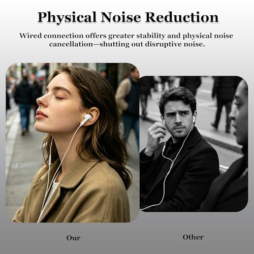 MAS CARNEY USB C Headphones, 3 Silicone Earpads (L/S/M), with Microphone and Cable Control, Type-C In-Ear Headphones for iPhone 17/16/15 Series (Pro, Max, Plus, Air), Samsung, Xiaomi and Mobile