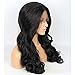 vvBing Half Hand Tied Synthetic Lace Front Wigs Body Wave Long Hair Heat Resistant Fibers Glueless 250% Density Nature Hairline with Baby Hair 24inch Lace Front Wig Color Black