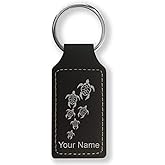LaserGram Rectangle Keychain, Sea Turtle Family, Personalized Engraving Included
