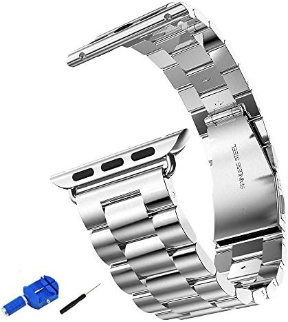 WESHOT Apple Watch Band Stainless Steel, Classic Buckle Clasp Strap With Watch Tool for Apple Watch 38MM Silver