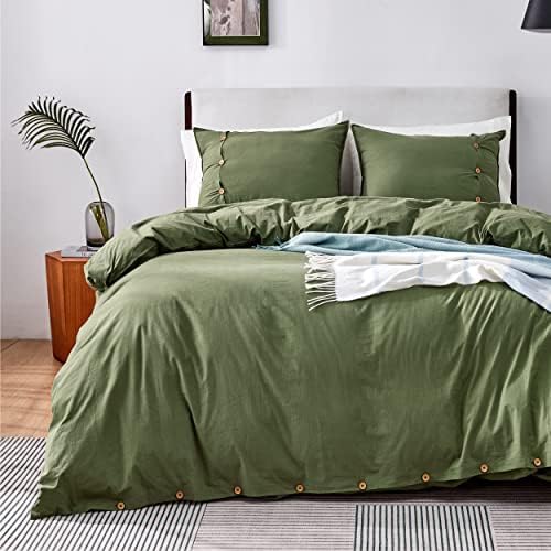 Bedsure Queen Duvet Cover Set 100 Washed Cotton Duvet Cover, Linen