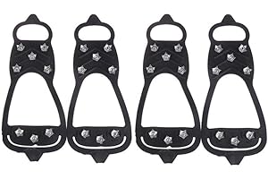 COSCOSX Ice Grips Walk Traction Cleats Ice Cleat Snow Grippers Non-Slip Over Shoe Rubber Spikes Crampons Anti Slip Crampons Slip-on Stretch Footwear IceGrips Walking Grip Spikes for Men and Women Children