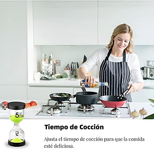 Reloj de Arena de 6 Piezas, Temporizador de Arena para Niños 1/3/5/10/15/30 Minutos para Cocinar, Hornear, Juego, Ejercicio, Temporizador de Reloj de Arena para Decoración de la Oficina en el Hogar