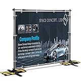 T-Sign 8'x8' Professional Backdrop Banner Stand Large Tube Heavy Duty Telescopic Step and Repeat for Photo Booth Background and Trade Show with Carrying Case and Sand Bags for Free